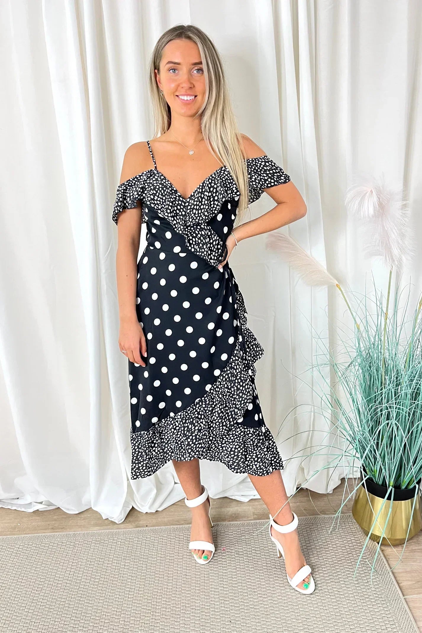 Elegante midi omslagjurk (meerdere kleuren beschikbaar)