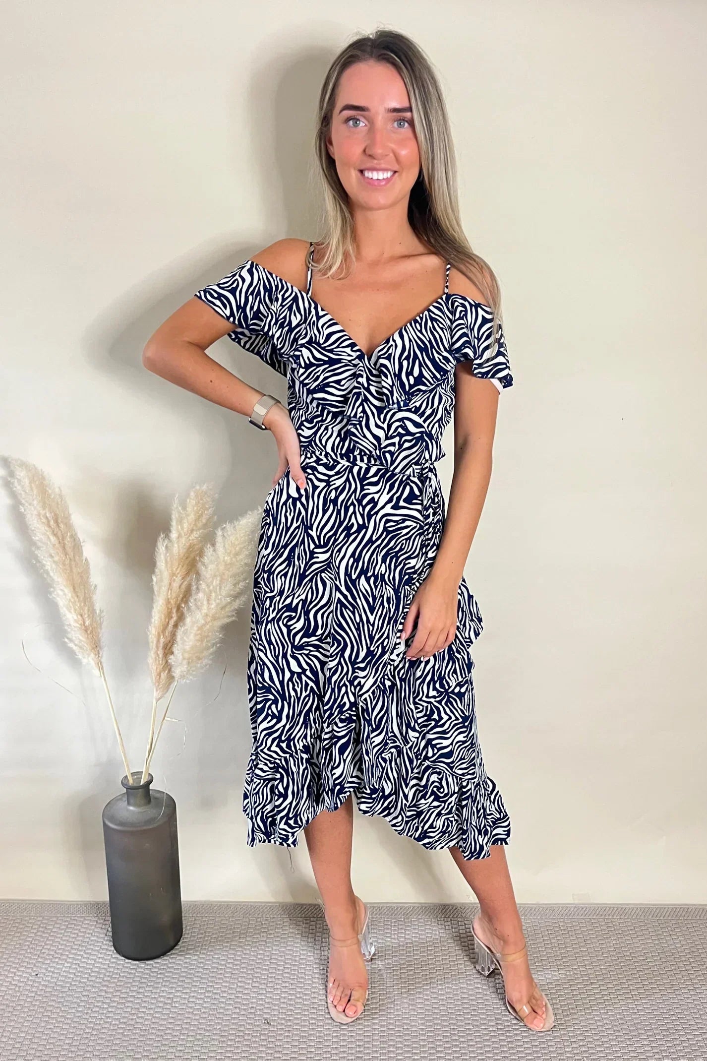 Elegante midi omslagjurk (meerdere kleuren beschikbaar)